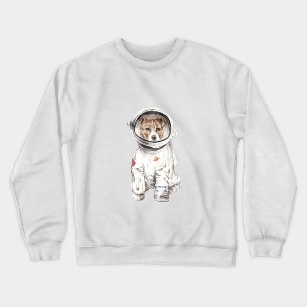 Laika Space Dog Astronaut Puppy Crewneck Sweatshirt by wanderinglaur